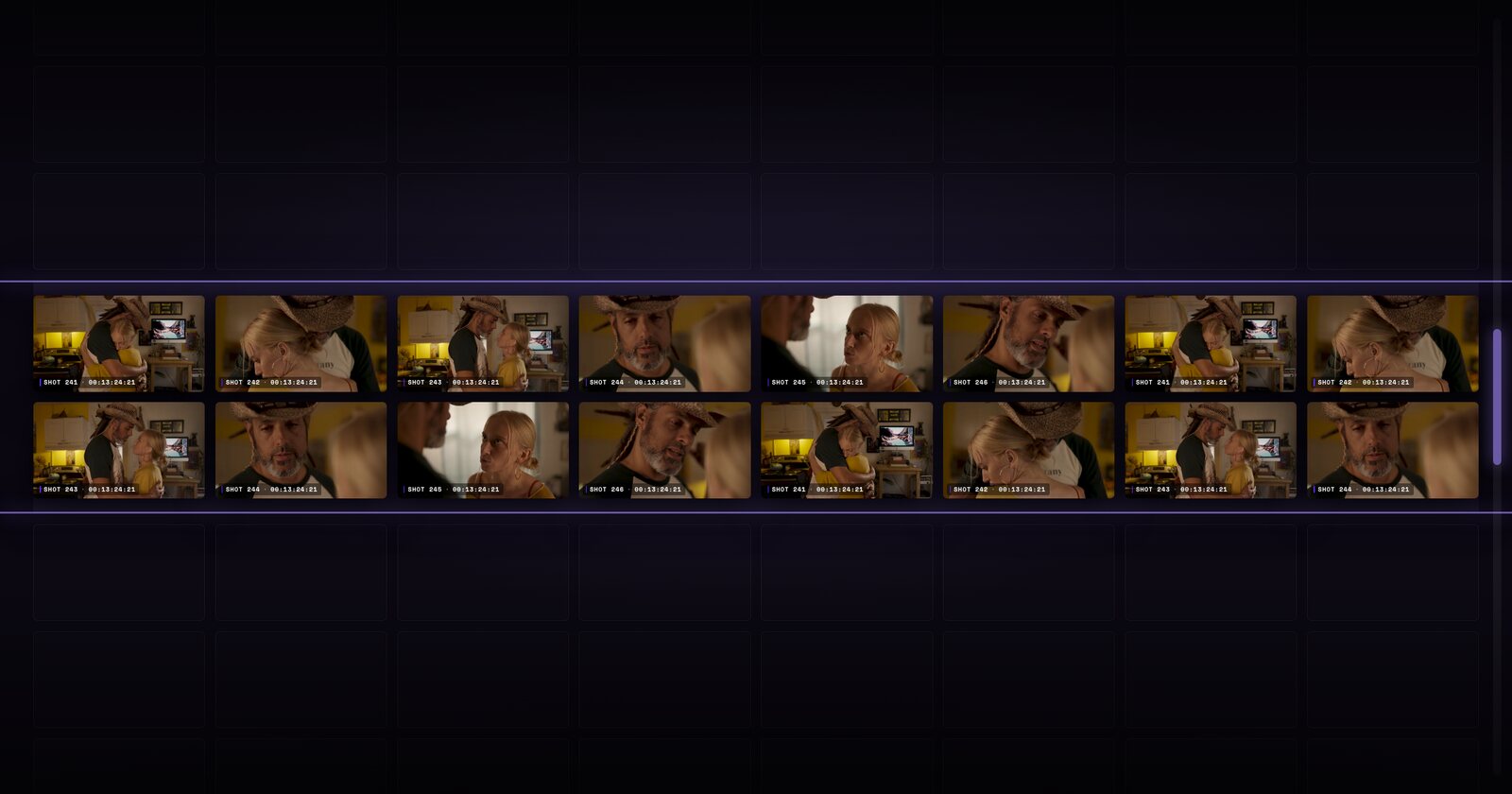 A long shot board of which only the rows on screen are drawn
