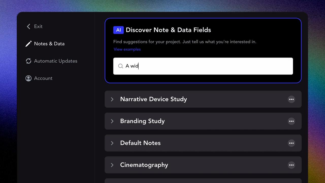 AI recommends note fields for your footage