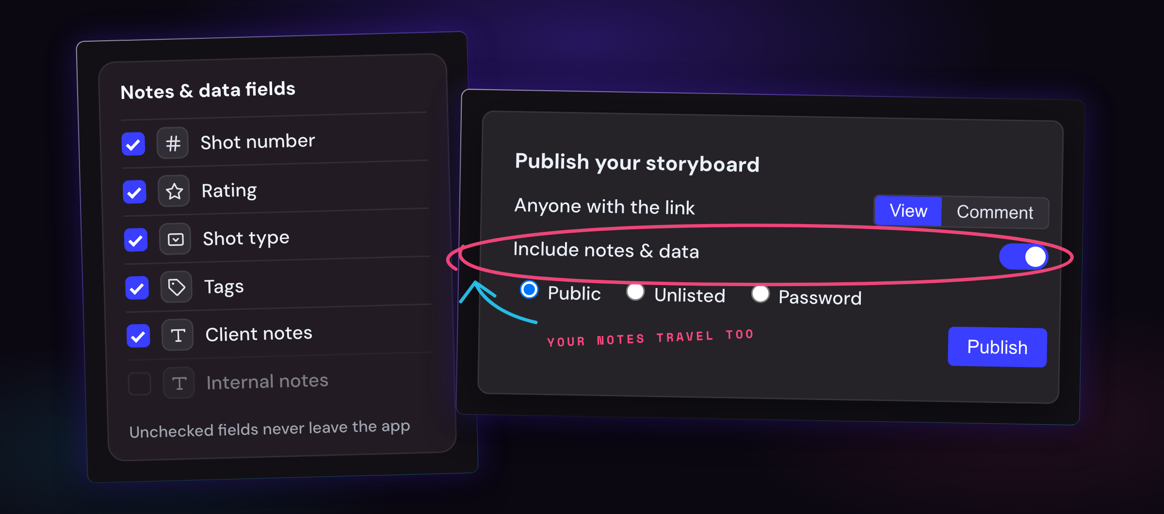 Choosing which fields to publish